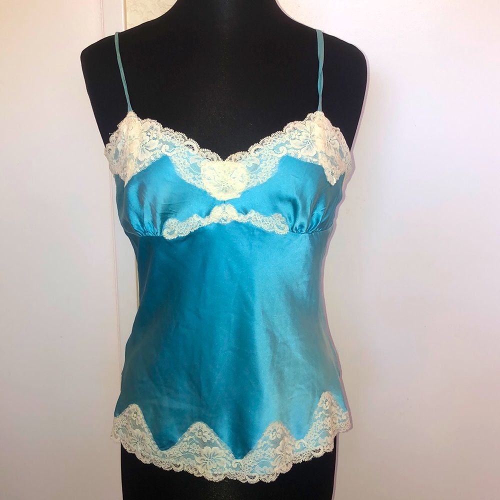 Express Design Studio Vintage Blue w/Ivory Lace Camisole - Medium